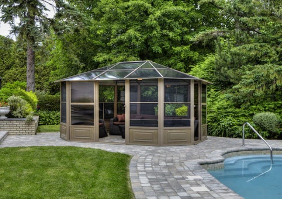 Gazebo Penguin Florence Solarium 12 Ft. x 15 Ft. in Sand 41215-12 - MyBBQDirect