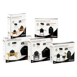 Primo Vinyl Cover for Oval XL 400 & Round Kamado on Curved Cypress Table - PG00410