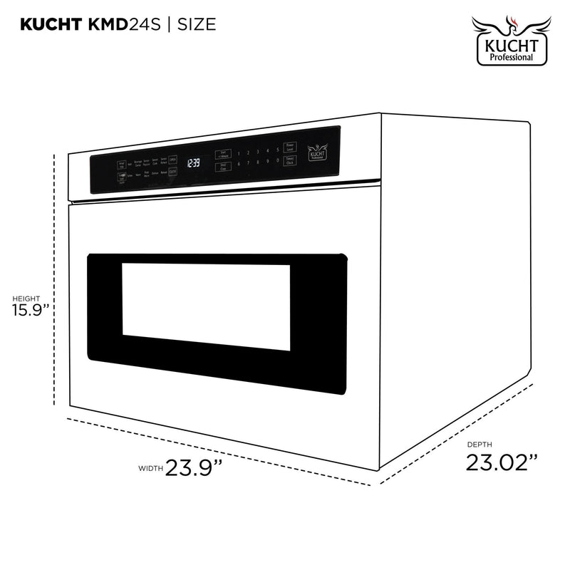 Kucht 5-Piece Appliance Package - 30-Inch Gas Range, Refrigerator, Wall Mount Hood, Dishwasher, & Microwave Drawer in Stainless Steel