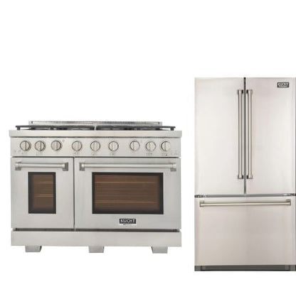 Kucht Appliance Package - 48 in. Natural Gas Range in Stainless Steel and Refrigerator, K748-KFX480-FDS - MyBBQDirect