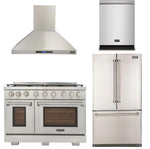 Kucht Appliance Package - 48 inch Natural Gas Range in Stainless Steel, Range Hood, Refrigerator, Dishwasher, KRH-KFX480-4812IS - MyBBQDirect