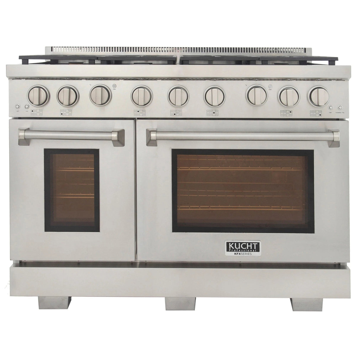 Kucht Appliance Package - 48 inch Natural Gas Range in Stainless Steel, Range Hood, Refrigerator, Dishwasher, KRH-KFX480-4812IS - MyBBQDirect