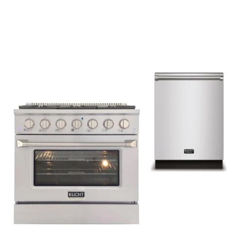 Kucht Appliance Package Professional 36 in. 5.2 cu ft. Natural Gas Range & Dishwasher, K77-KNG361-40D - MyBBQDirect