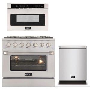 Kucht Appliance Package Professional 36 in. 5.2 cu ft. Natural Gas Range, Microwave Drawer, Dishwasher, KMD24S-KNG-361 - MyBBQDirect