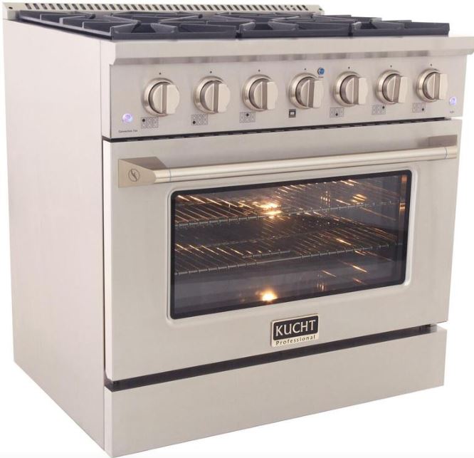 Kucht Appliance Package Professional 36 in. 5.2 cu ft. Natural Gas Range, Microwave Drawer, Dishwasher, KMD24S-KNG-361 - MyBBQDirect