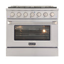 Kucht Appliance Package Professional 36 in. 5.2 cu ft. Natural Gas Range, Range Hood & Gas Stovetop, KFX-KNG361-489T