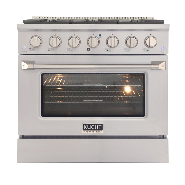 Kucht Appliance Package Professional 36 in. 5.2 cu ft. Natural Gas Range, Range Hood & Gas Stovetop, KFX-KNG361-489T