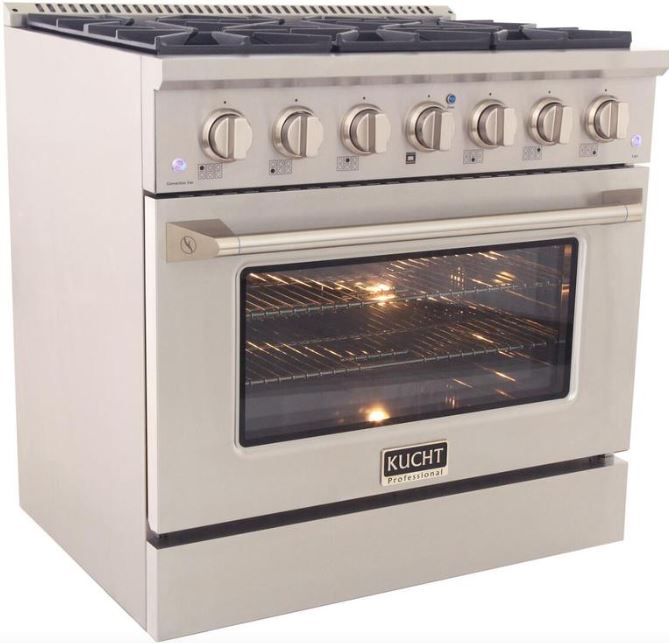 Kucht Appliance Package Professional 36 in. 5.2 cu ft. Natural Gas Range, Range Hood & Gas Stovetop, KFX-KNG361-489T