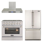 Kucht Appliance Package Professional 36 in. 5.2 cu ft. Natural Gas Range, Range Hood & Refrigerator, K748FDS-KNG-361 - MyBBQDirect