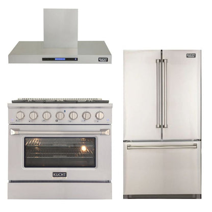 Kucht Appliance Package Professional 36 in. 5.2 cu ft. Natural Gas Range, Range Hood & Refrigerator, K748FDS-KNG-361 - MyBBQDirect