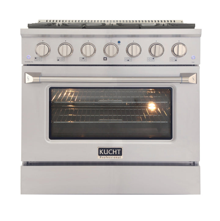 Kucht Appliance Package Professional 36 in. 5.2 cu ft. Natural Gas Range, Range Hood & Refrigerator, K748FDS-KNG-361 - MyBBQDirect