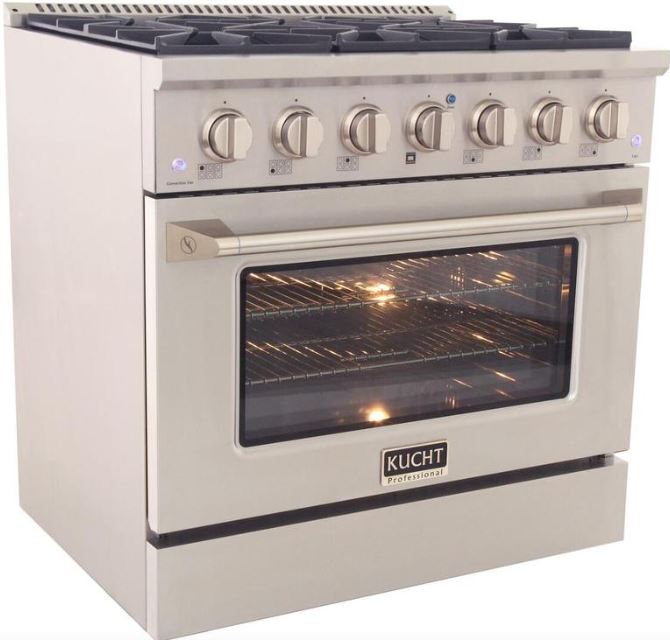 Kucht Appliance Package Professional 36 in. 5.2 cu ft. Natural Gas Range, Range Hood & Refrigerator, K748FDS-KNG-361 - MyBBQDirect