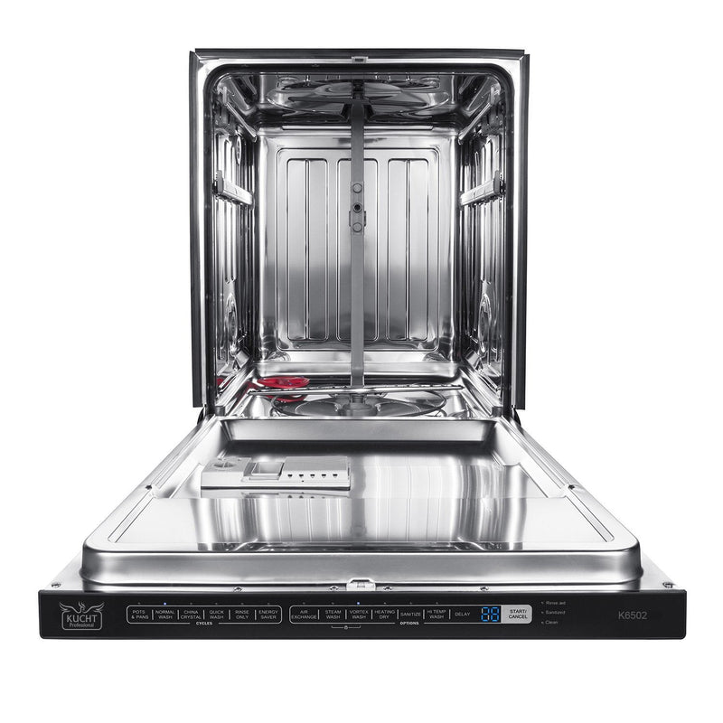 Kucht 5-Piece Appliance Package - 48-Inch Dual Fuel Range, Refrigerator, Under Cabinet Hood, Dishwasher, & Microwave Drawer in Stainless Steel