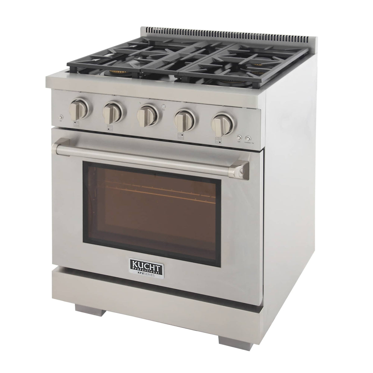 Kucht 5-Piece Appliance Package - 30-Inch Gas Range, Refrigerator, Under Cabinet Hood, Dishwasher, & Microwave Drawer in Stainless Steel - MyBBQDirect