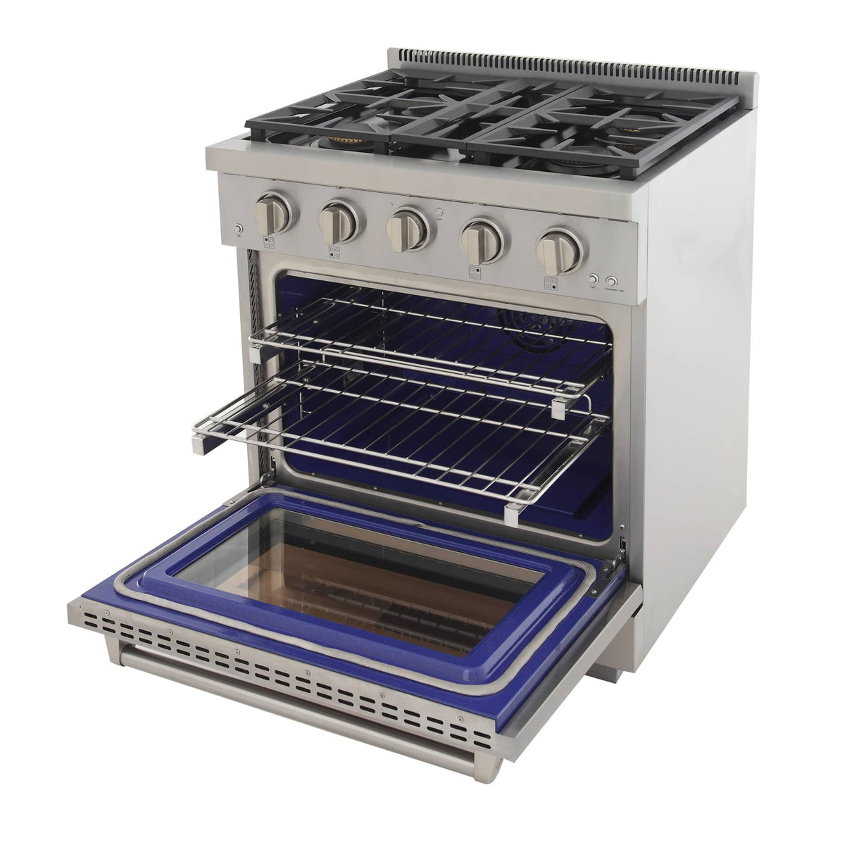 Kucht 5-Piece Appliance Package - 30-Inch Gas Range, Refrigerator, Under Cabinet Hood, Dishwasher, & Microwave Drawer in Stainless Steel - MyBBQDirect