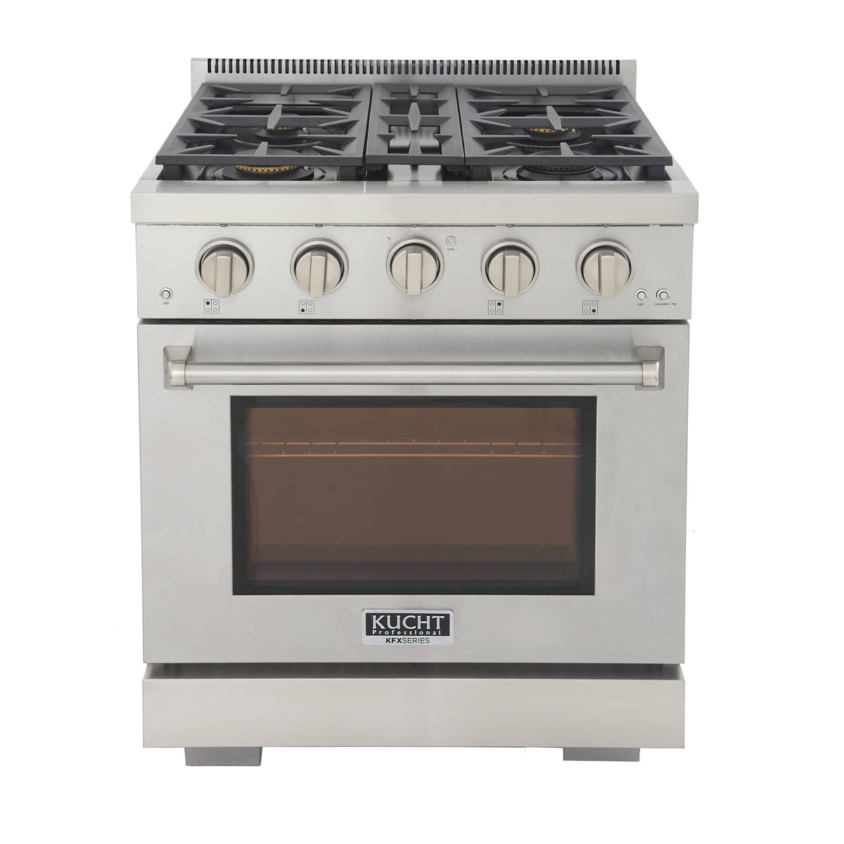 Kucht 5-Piece Appliance Package - 30-Inch Gas Range, Refrigerator, Under Cabinet Hood, Dishwasher, & Microwave Drawer in Stainless Steel - MyBBQDirect