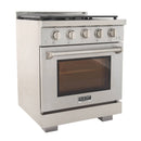 Kucht 5-Piece Appliance Package - 30-Inch Gas Range, Refrigerator, Under Cabinet Hood, Dishwasher, & Microwave Oven in Stainless Steel