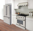 Kucht 5-Piece Appliance Package - 30-Inch Gas Range, Refrigerator, Wall Mount Hood, Dishwasher, & Microwave Drawer in Stainless Steel - MyBBQDirect