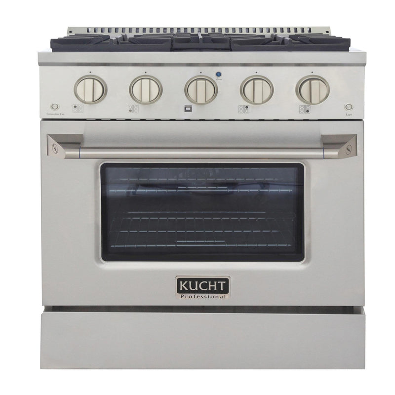 Kucht 30-Inch 4.2 Cu. Ft. Gas Range - Sealed Burners and Convection Oven in Stainless Steel (KNG301-S)