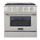 Kucht 5-Piece Appliance Package - 30-Inch Gas Range, Refrigerator, Wall Mount Hood, Dishwasher, & Microwave Drawer in Stainless Steel - MyBBQDirect