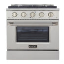 Kucht 5-Piece Appliance Package - 30-Inch Gas Range, Refrigerator, Wall Mount Hood, Dishwasher, & Microwave Drawer in Stainless Steel - MyBBQDirect