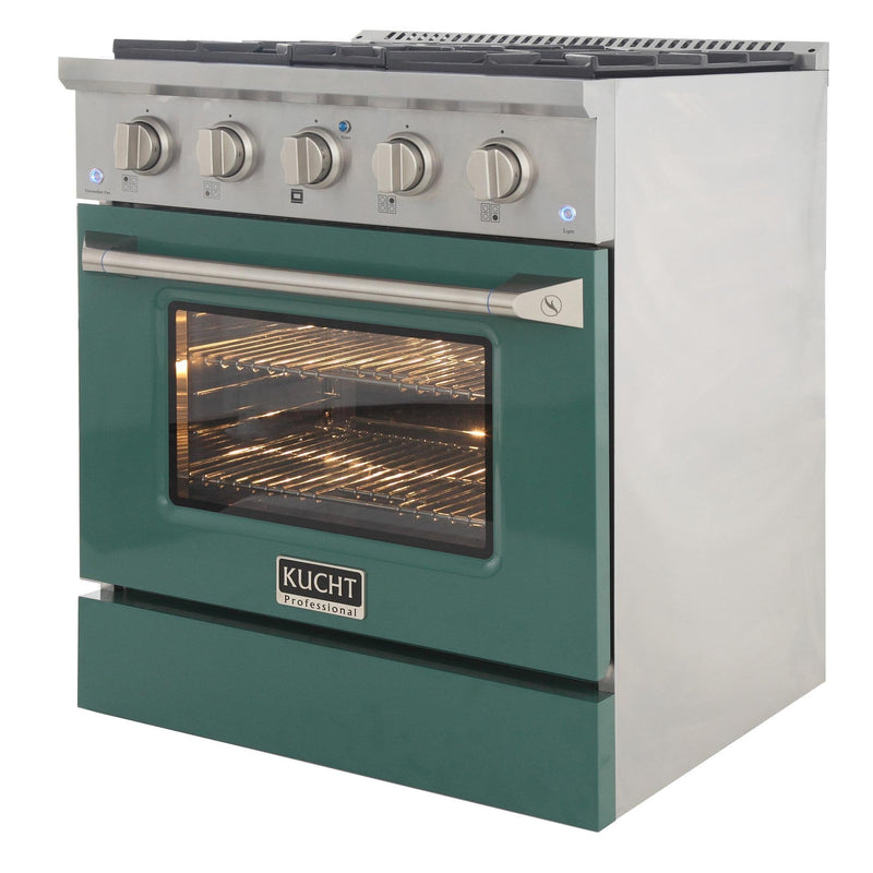 Kucht 30-Inch 4.2 Cu. Ft. Gas Range - Sealed Burners and Convection Oven in Green (KNG301-G)