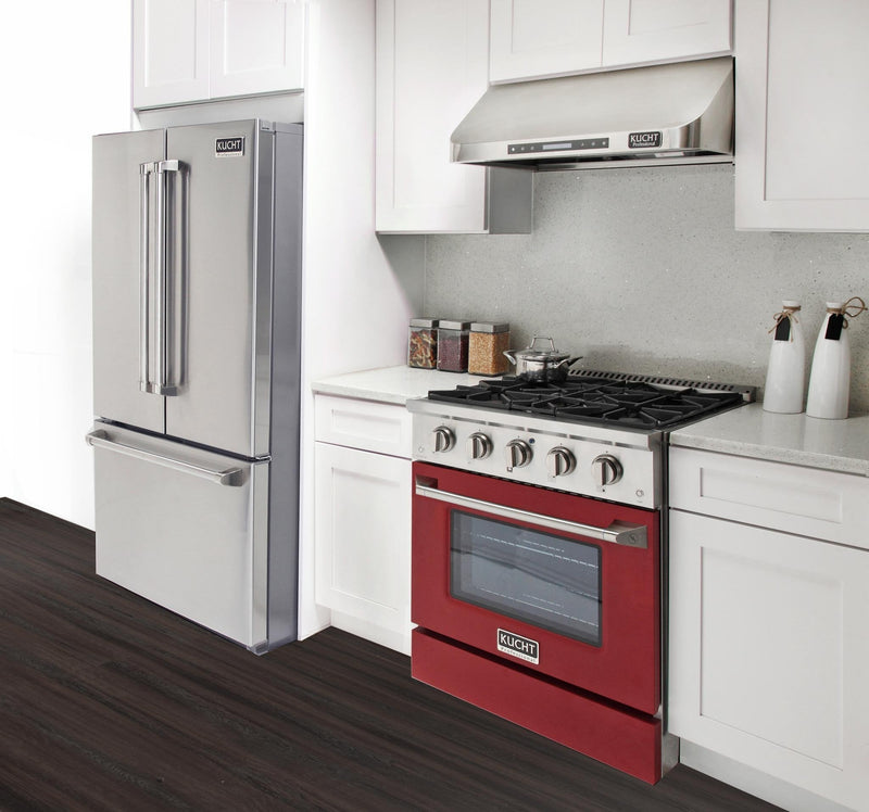 Kucht 30-Inch 4.2 Cu. Ft. Gas Range - Sealed Burners and Convection Oven in Red (KNG301-R)