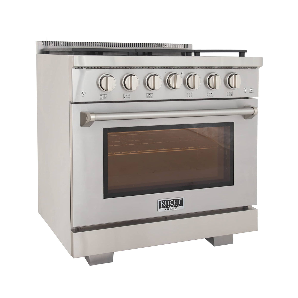 Kucht 5-Piece Appliance Package - 36-Inch Gas Range, 36-Inch Panel Ready Refrigerator, Under Cabinet Hood, Panel Ready Dishwasher, & Microwave Oven - MyBBQDirect