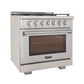 Kucht 5-Piece Appliance Package - 36-Inch Gas Range, 36-Inch Panel Ready Refrigerator, Wall Mount Hood, Panel Ready Dishwasher, & Microwave Oven
