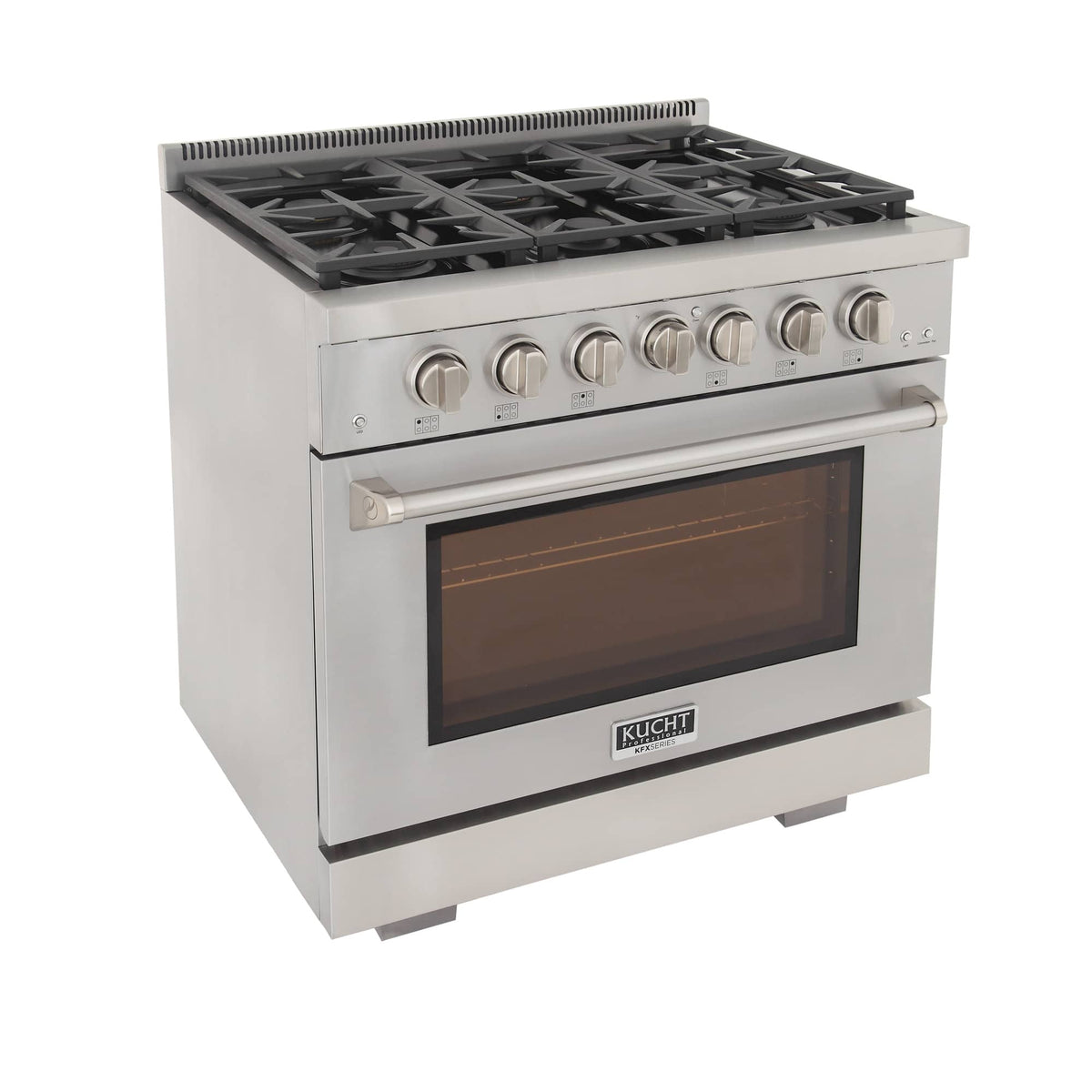 Kucht 5-Piece Appliance Package - 36-Inch Gas Range, Refrigerator, Under Cabinet Hood, Dishwasher, & Microwave Drawer in Stainless Steel - MyBBQDirect