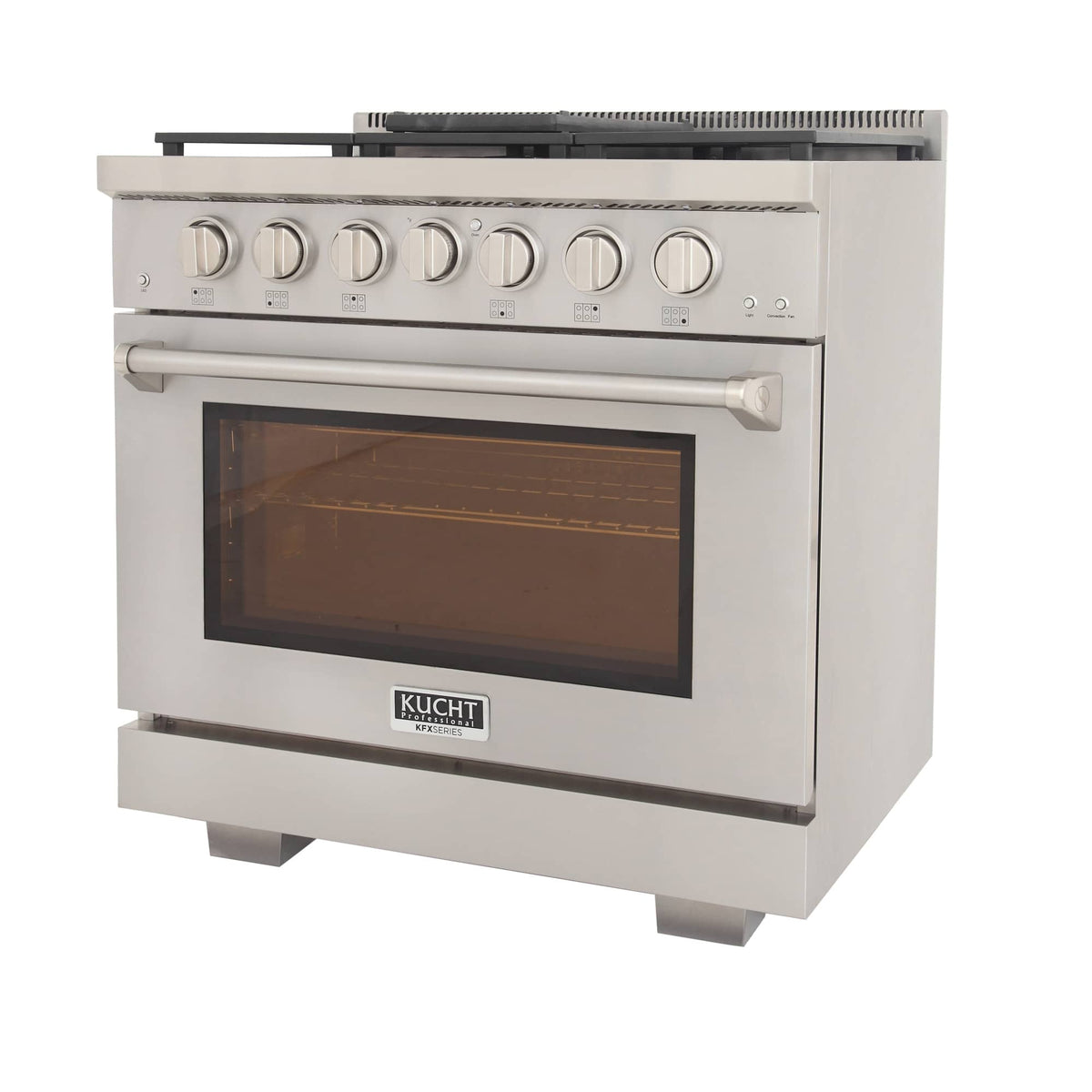 Kucht 5-Piece Appliance Package - 36-Inch Gas Range, 36-Inch Panel Ready Refrigerator, Under Cabinet Hood, Panel Ready Dishwasher, & Microwave Oven - MyBBQDirect