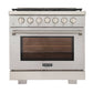 Kucht 5-Piece Appliance Package - 36-Inch Gas Range, 36-Inch Panel Ready Refrigerator, Wall Mount Hood, Panel Ready Dishwasher, & Microwave Oven