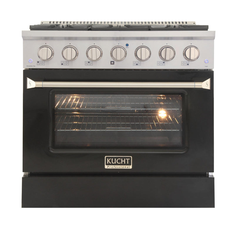 Kucht 36-Inch 5.2 Cu. Ft. Range - Sealed Burners and Convection Oven in Black (KNG361-K)