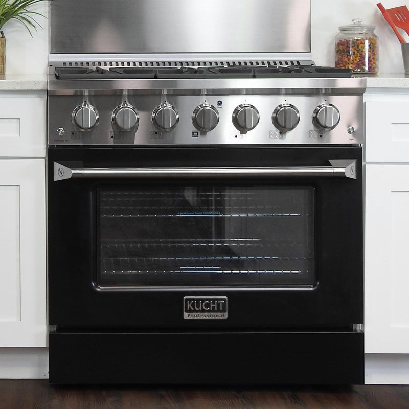 Kucht 36-Inch 5.2 Cu. Ft. Range - Sealed Burners and Convection Oven in Black (KNG361-K)