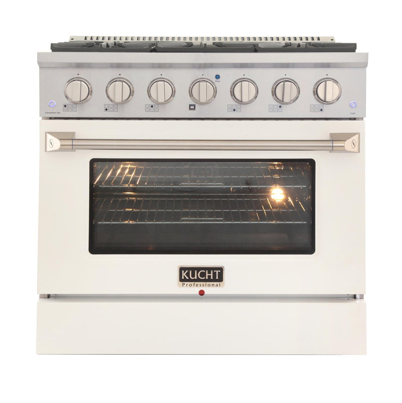 Kucht 36-Inch 5.2 Cu. Ft. Range - Sealed Burners and Convection Oven in White (KNG361-W)