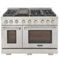 Kucht 4-Piece Appliance Package - 48" Gas Range, 36" Panel Ready Refrigerator, Wall Mount Hood, & Panel Ready Dishwasher