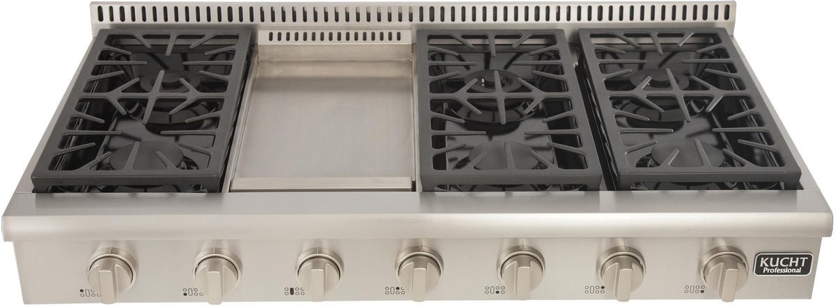 Kucht 48-Inch Gas Rangetop with Griddle in Stainless Steel (KRT481GU) - MyBBQDirect