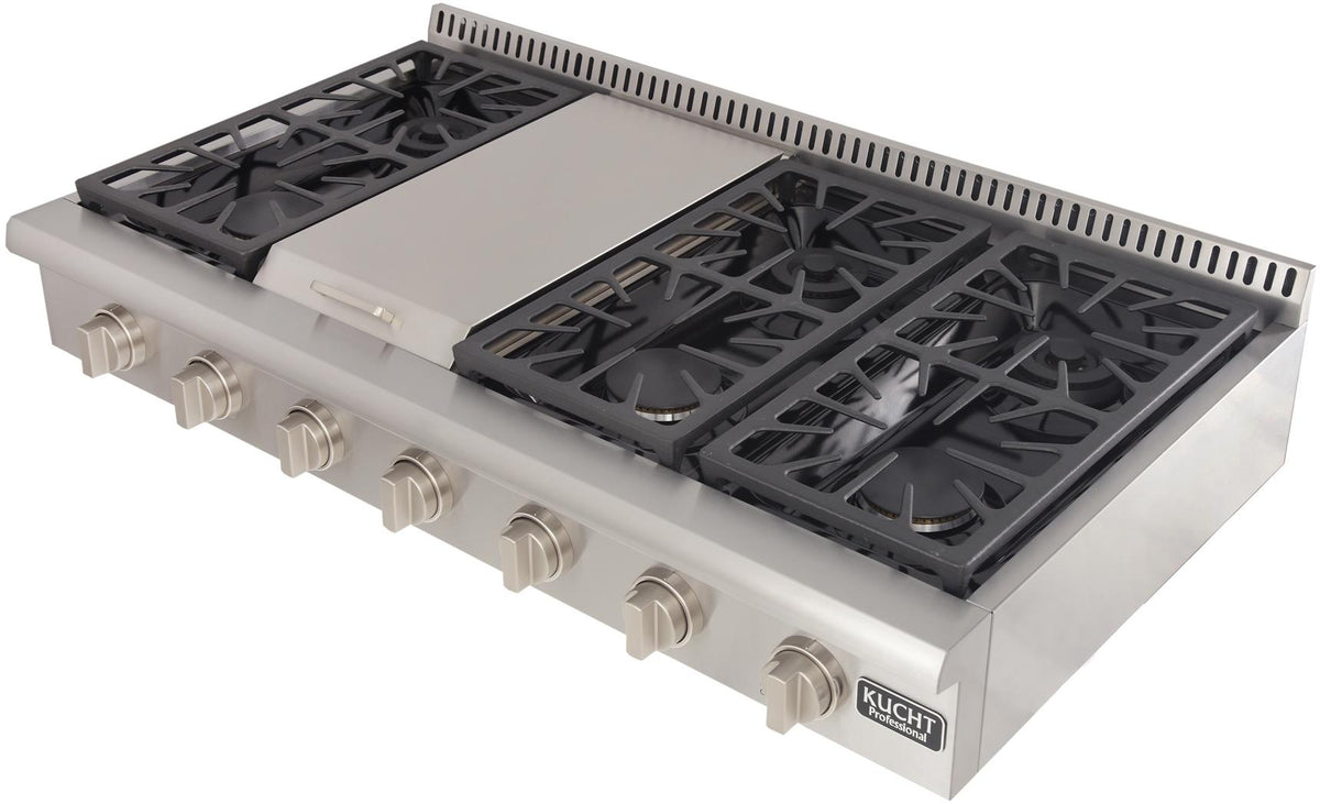 Kucht 48-Inch Gas Rangetop with Griddle in Stainless Steel (KRT481GU) - MyBBQDirect