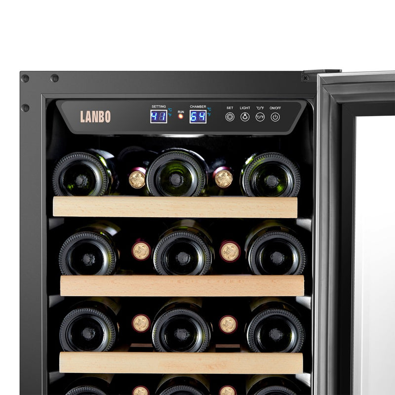 Lanbo 15 Inch (Built In or Freestanding) Compressor Wine Cooler, 33 Bottle Capacity LW33S