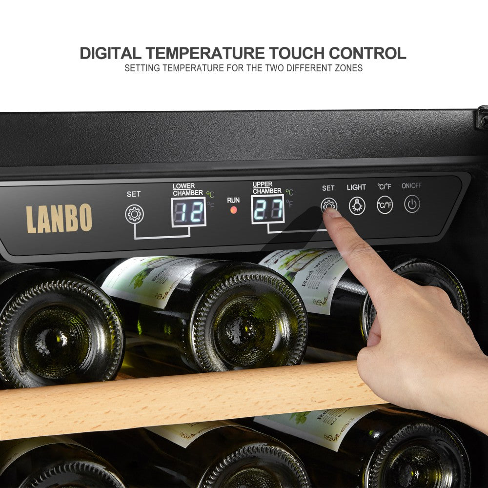 Lanbo 15 Inch Dual Zone (Built In or Freestanding) Compressor Wine Cooler, 28 Bottle Capacity LW28D - MyBBQDirect