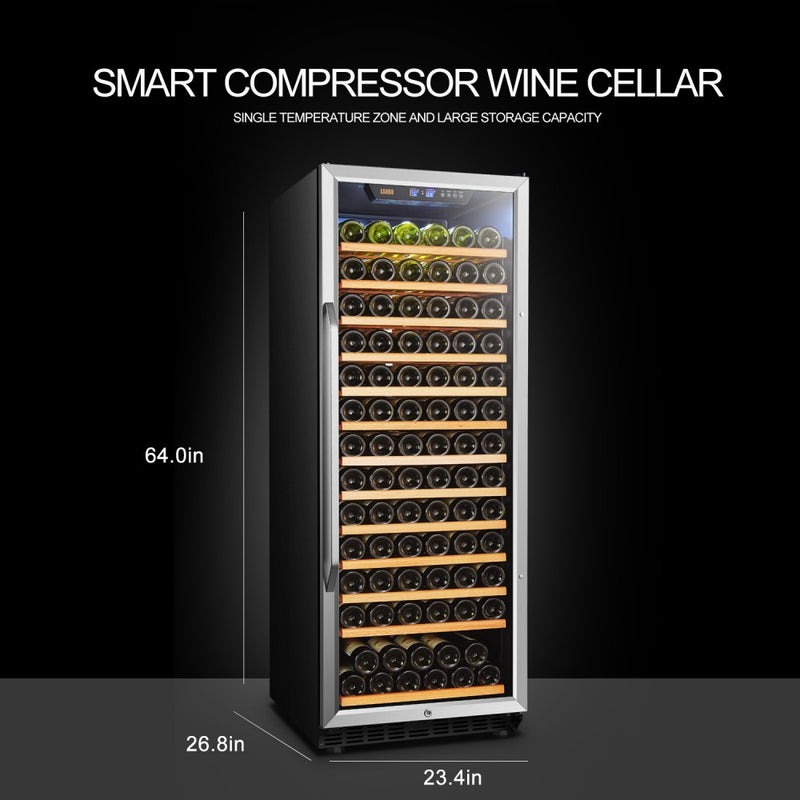 Lanbo Single Zone (Built In or Freestanding) Compressor Wine Cooler, 149 Bottle Capacity LW155S