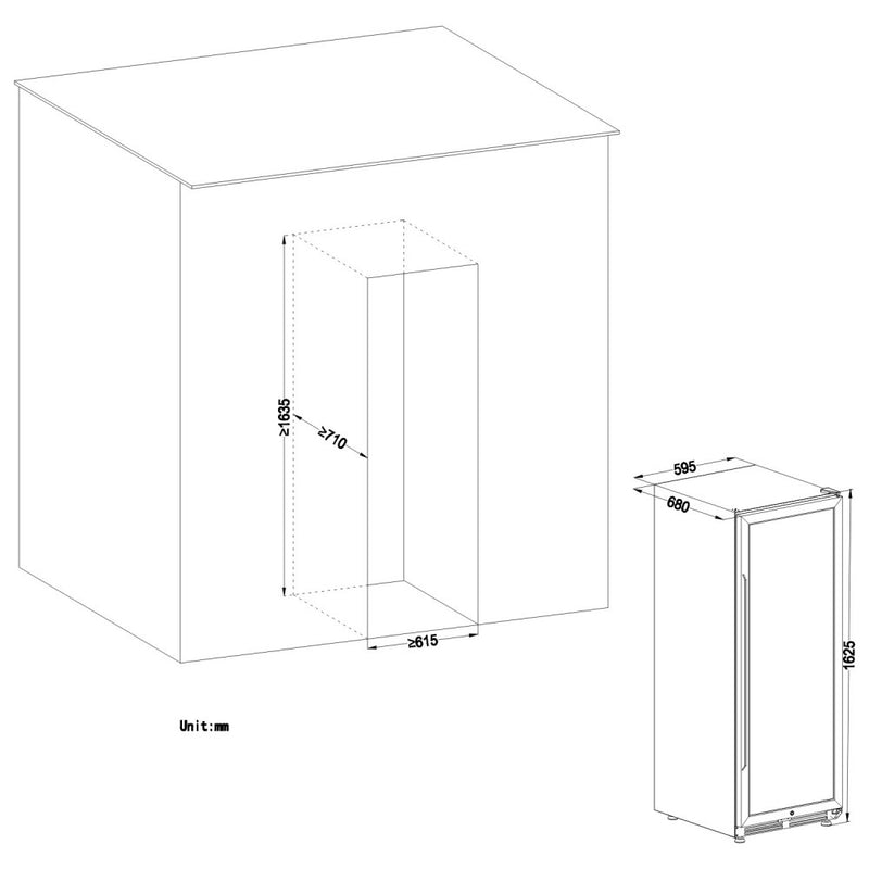 Lanbo Single Zone (Built In or Freestanding) Compressor Wine Cooler, 149 Bottle Capacity LW155S