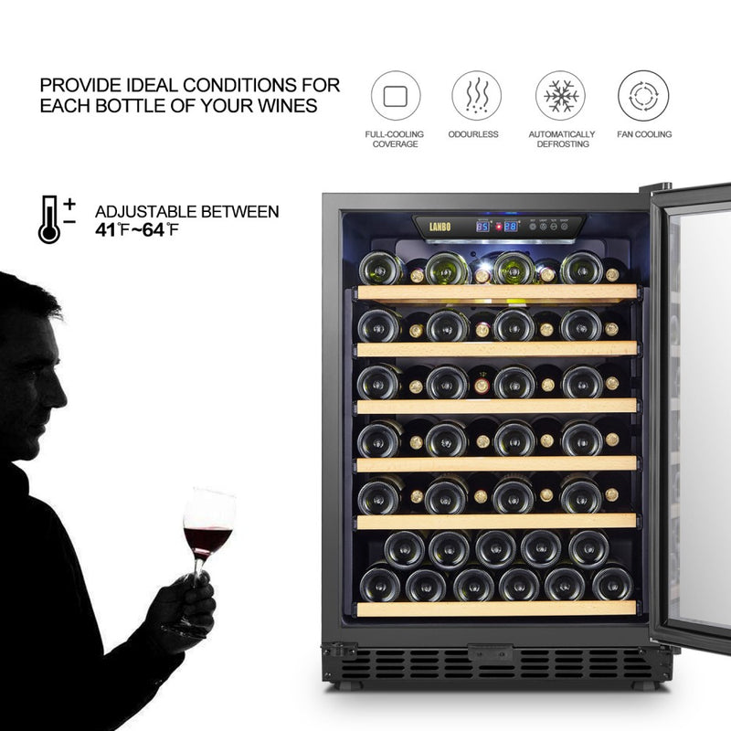 Lanbo (Built In or Freestanding) Compressor Wine Cooler, 52 Bottle Capacity LW52S