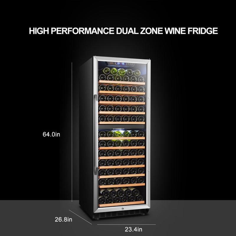 Lanbo Dual Zone (Built In or Freestanding) Compressor Wine Cooler, 138 Bottle Capacity LW142D