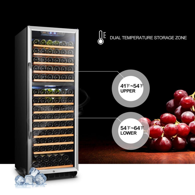 Lanbo Dual Zone (Built In or Freestanding) Compressor Wine Cooler, 160 Bottle Capacity LW165D