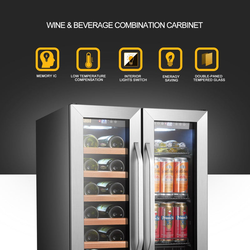 Lanbo  Dual Zone (Built In or Freestanding) Compressor Wine Cooler, 18 Bottle 55 Can Capacity LB36BD