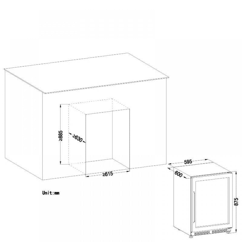 Lanbo Single Zone (Built In or Freestanding) Compressor Wine/Beverage Cooler, 110 Can 6 Bottle Capacity LB148BC