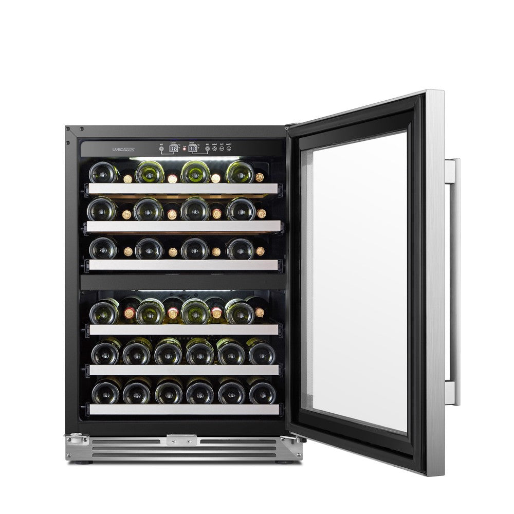 LanboPro 24 Inch 44 Bottle Stainless Steel Dual Zone Compressor Wine Cooler LP54D - MyBBQDirect