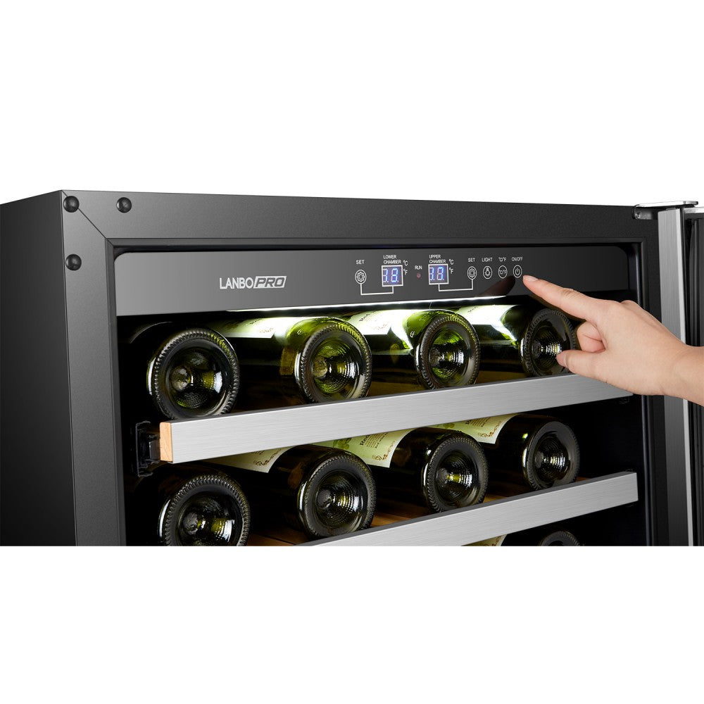 LanboPro 24 Inch 44 Bottle Stainless Steel Dual Zone Compressor Wine Cooler LP54D - MyBBQDirect