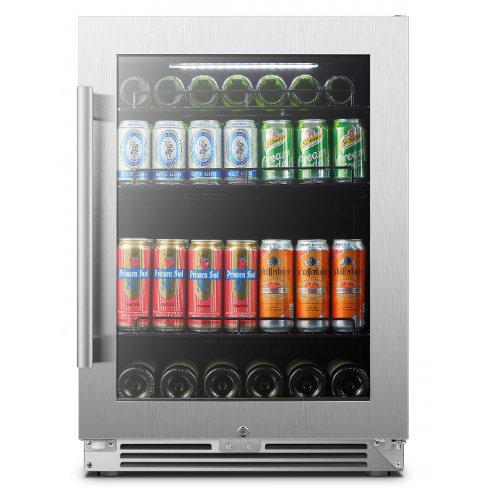 LanboPro 24 Inch Stainless Steel Undercounter Beverage Refrigerator 118 Can Capacity Triple-Layer Tempered Glass Door LP54BC - MyBBQDirect